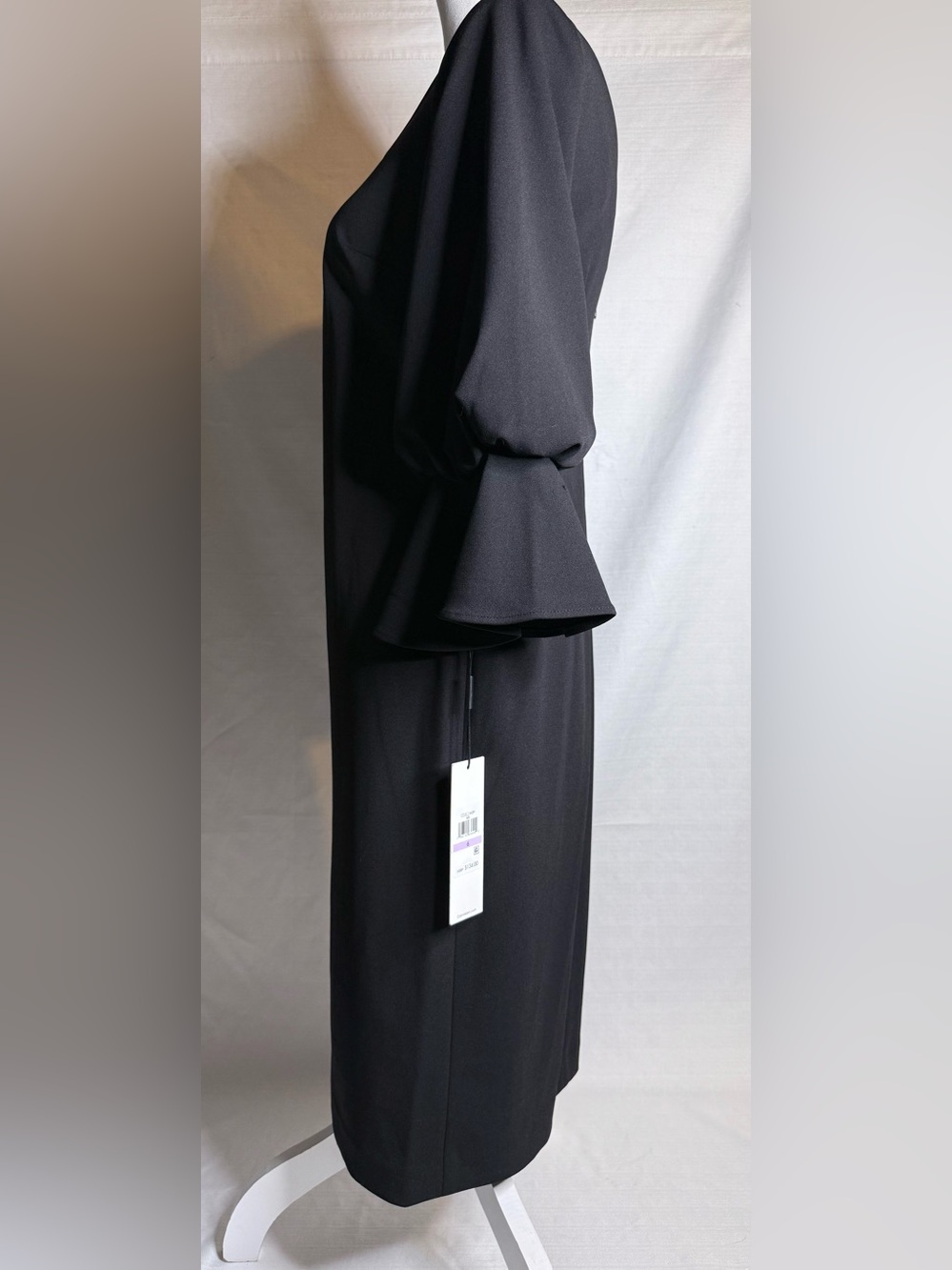 Calvin Klein Women’s Bell Sleeve Sheath Midi Dress Black 6 New - Picture 3 of 11